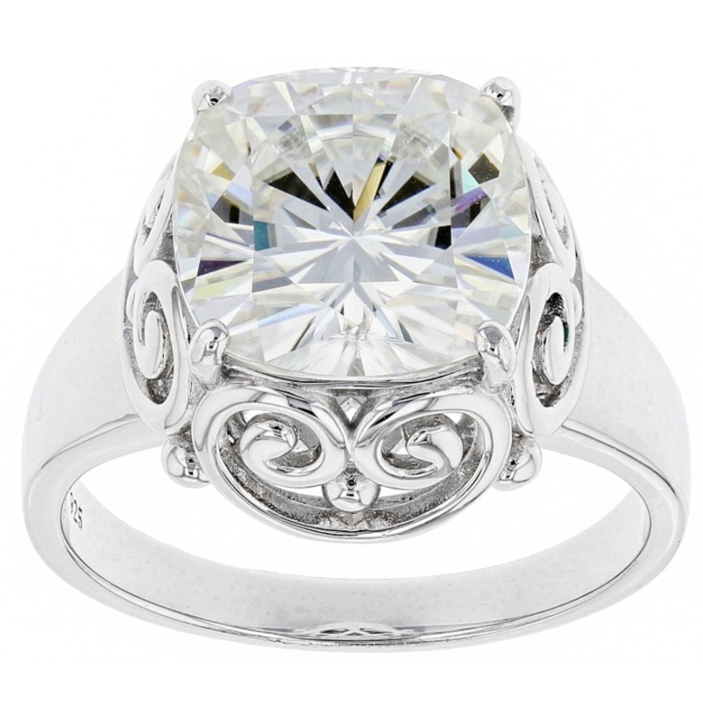 Moissanite Fire Ring Vintage Style Engagement Solitaire Platineve Size 6